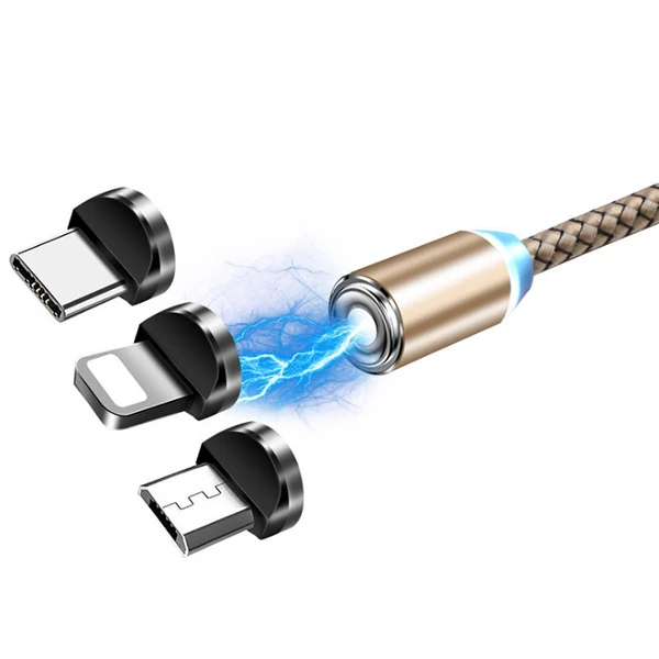 ALLY 1M Magnetic-Miknatisli Usb Sarj Kablosu 3 Baslik(iPhone+Type-C+Micro-(1903)
