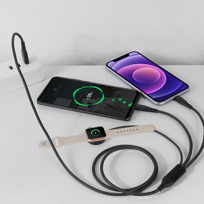 Ally 2x Type-c 100W-27W + Apple Watch İçin Type-c Şarj Kablosu-(1903)