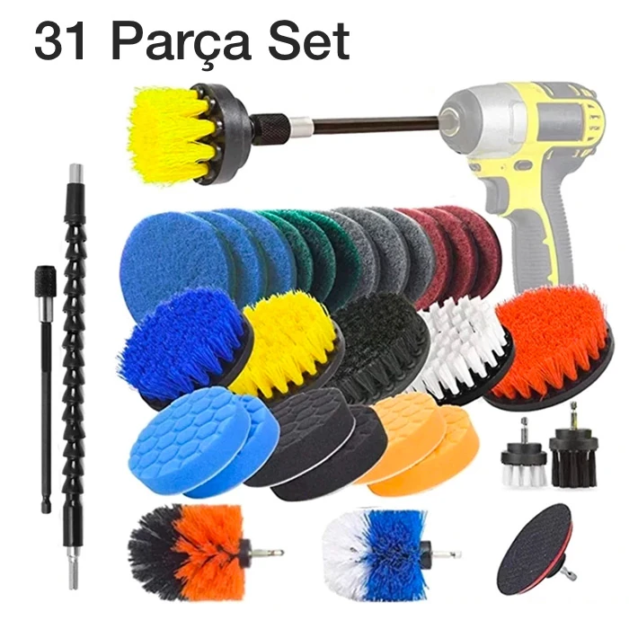 ALLY 31 Parça Çok Amaçlı Ev Banyo ve Araç Matkap Ucu Temizlik Seti-(1903)