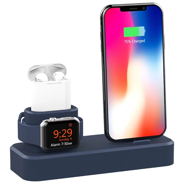 Ally 3in1 Charging Base İPhone+ İwatch+ İPods Silikon Şarj Standı-(1903)
