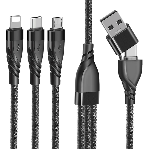 ALLY 3in1 Type-C + USB To Lightning + Type-c + Micro Usb Şarj ve Data Kablosu-(1903)