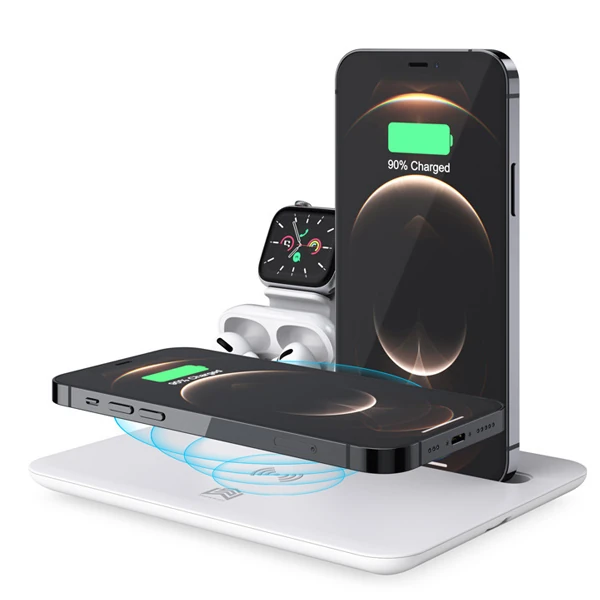ALLY 4 in1 15W Kablosuz Hızlı Şarj Standı İPhone+İwatch+AirPods Pro Wireless-(1903)