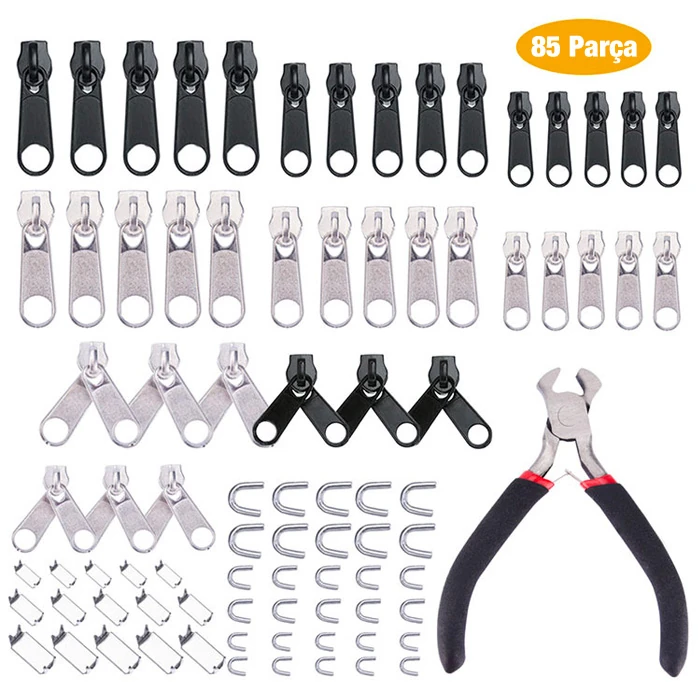 Ally 85 Parça Fermuar Başlığı Yedek Parça Onarım Tamir Seti Çanta Çadır Pantolon Fermuar Ucu-(1903)