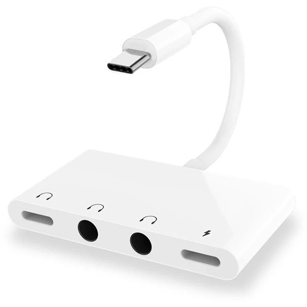 ALLY Andriod Usb Type C 4in1 Otg Ses Adaptörü Çift DC 3.5MM Jack-(1903)