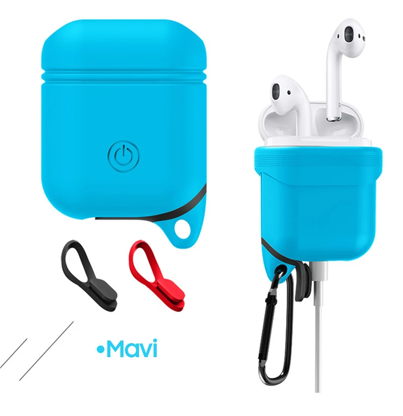 Ally Apple Airpods İçin Premium Silikon Kılıf Anahtarlıklı-(1903)