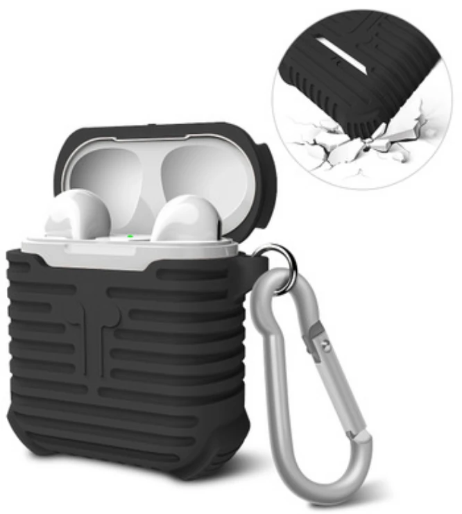 Ally Apple Airpods İçin Sert Darbe Emici Silikon Kılıf Anahtarlıklı-(1903)
