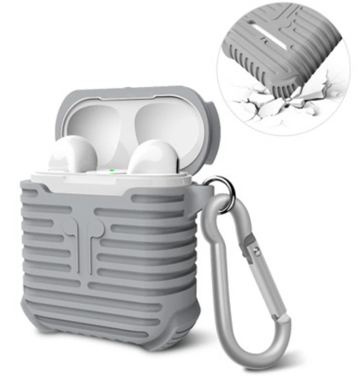 Ally Apple Airpods İçin Sert Darbe Emici Silikon Kılıf Anahtarlıklı-(1903)