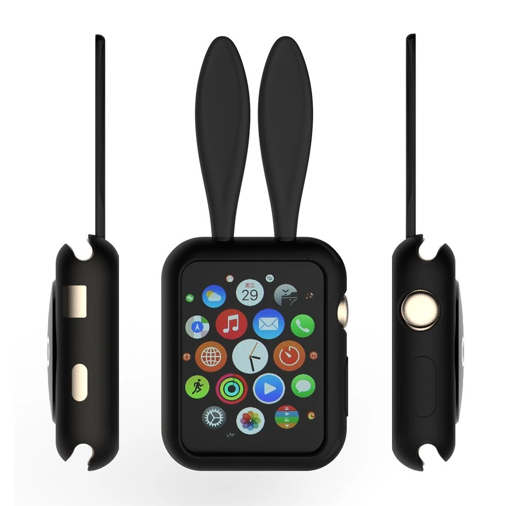 Ally Apple Watch 1-2-3-4 42mm Tavşan Figürü Silikon Kılıf-(1903)