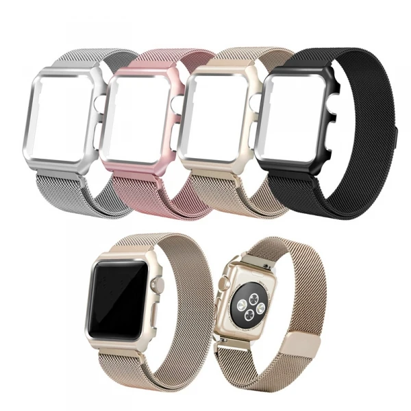 Ally Apple Watch 6-5-4 44mm Watch Ultra 49mm Metal Kayış Milano Loop+metal Kılıf-(1903)