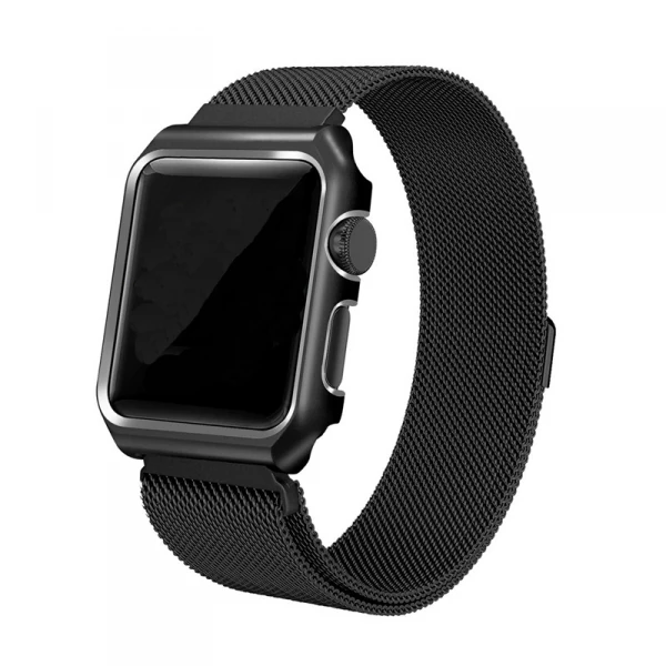 Ally Apple Watch 6-5-4 44mm Watch Ultra 49mm Metal Kayış Milano Loop+metal Kılıf-(1903)