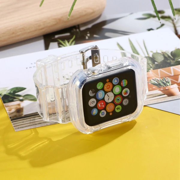 ALLY Apple Watch 6-SE-5-4 44mm / 3-2-1 42mm Kayış Kordon Kılıf Silikon-(1903)