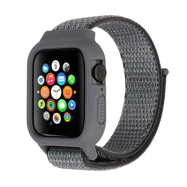 Ally Apple Watch 6-SE-5-4 44mm / 3-2-1 42mm Kayış Kordon Kılıf Silikon-(1903)