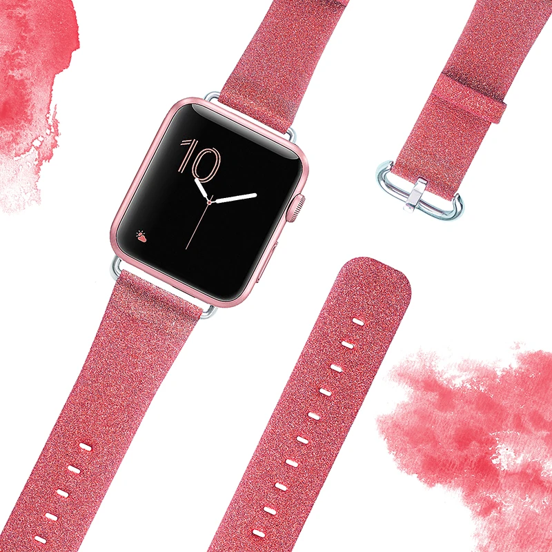 Ally Apple Watch 7-8 41mm 6-5-4 40mm Deri İnce Sim İşlemeli Kordon Kayış 3-2-1 38mm-(1903)