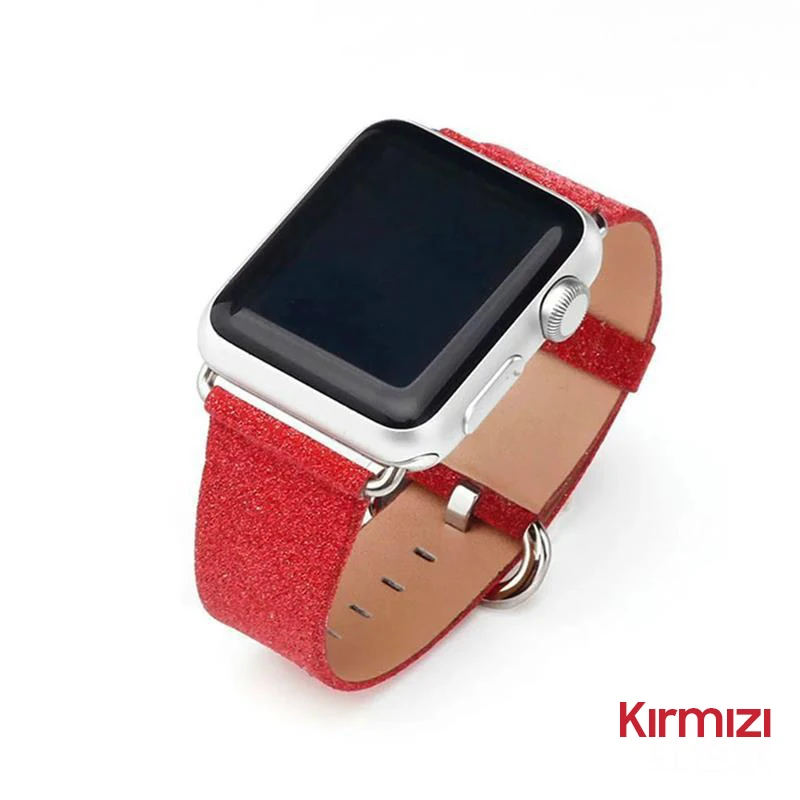 Ally Apple Watch 7-8 41mm 6-5-4 40mm Deri İnce Sim İşlemeli Kordon Kayış 3-2-1 38mm-(1903)