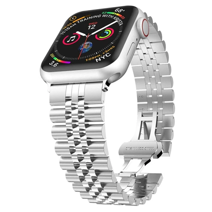 Ally Apple Watch 7-8 41mm 6-5-4 40mm Kayış Kordon Paslanmaz Çelik 3-2-1 38mm-(1903)