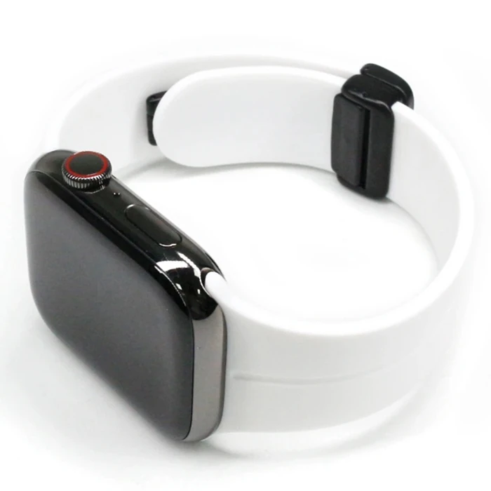 Ally Apple Watch 7-8 41mm 6-5-4 40mm Manyetik Uçlu Silikon Kayış Kordon 3-2-1 38mm-(1903)