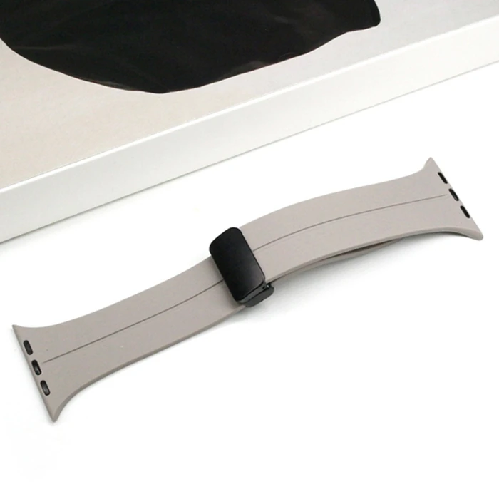 Ally Apple Watch 7-8 41mm 6-5-4 40mm Manyetik Uçlu Silikon Kayış Kordon 3-2-1 38mm-(1903)