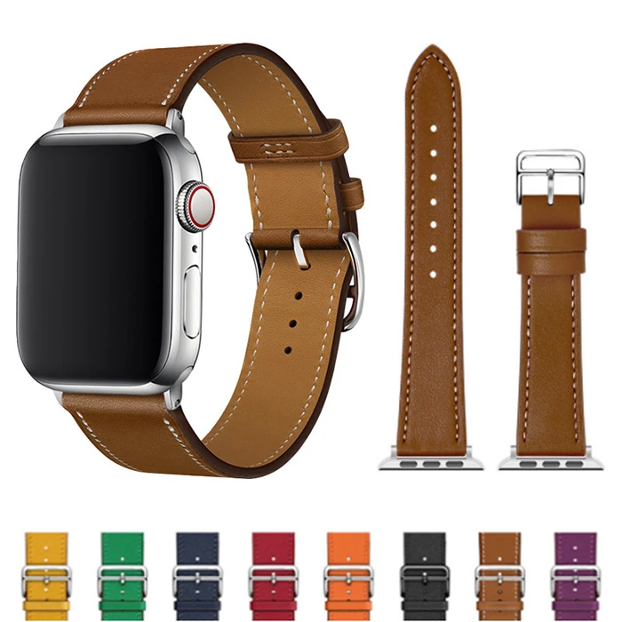 Ally Apple Watch 7-8 41mm 6-5-4 40mm Single Coil Deri Kayış Kordon 3-2-1 38mm-(1903)