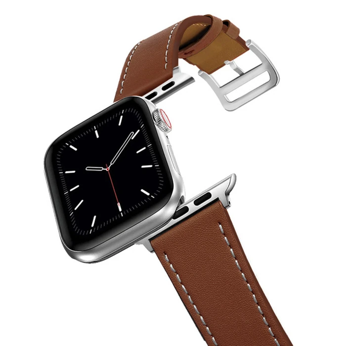 Ally Apple Watch 7-8 41mm 6-5-4 40mm Single Coil Deri Kayış Kordon 3-2-1 38mm-(1903)