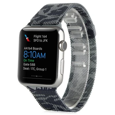 Ally Apple Watch 7-8 45mm 6-5-4 44mm Kayış Kordon Metal Milano Loop Kamuflaj 3-2-1 42mm-(1903)
