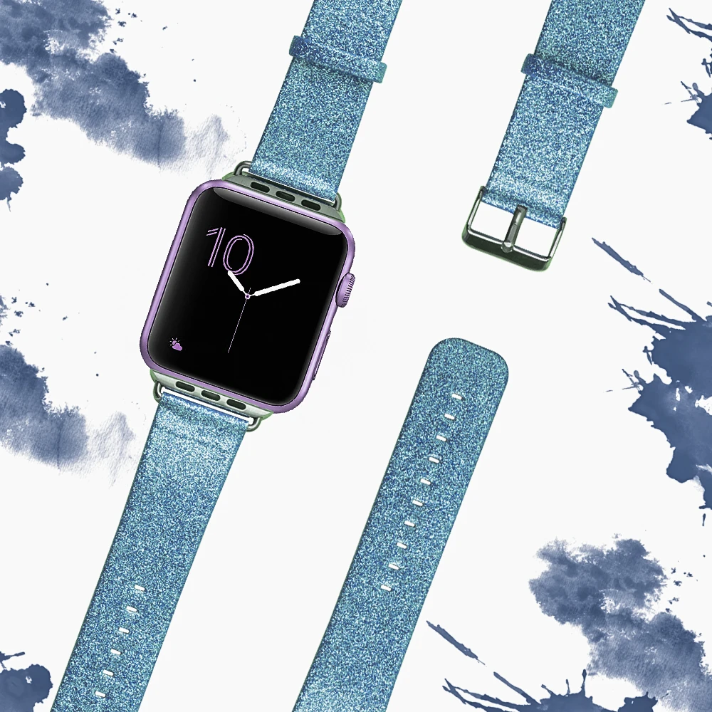 Ally Apple Watch 7-8 45mm 6-5-4 44mm Kordon Kayış Deri Parlak 3-2-1 42mm-(1903)