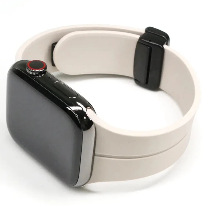 Ally Apple Watch 7-8 45mm 6-5-4 44mm Watch Ultra 49mm Manyetik Uçlu Silikon Kayış Kordon 3-2-1 42mm-(1903)