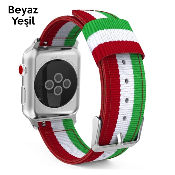 Ally Apple Watch Ultra 49mm 7-8 45mm 6-5-4 44mm Kayış Kordon Çizgili Nylon 3-2-1 42mm-(1903)