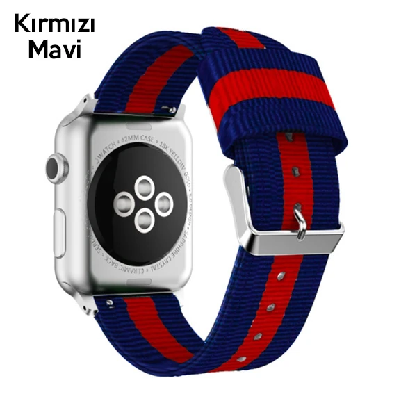 Ally Apple Watch Ultra 49mm 7-8 45mm 6-5-4 44mm Kayış Kordon Çizgili Nylon 3-2-1 42mm-(1903)