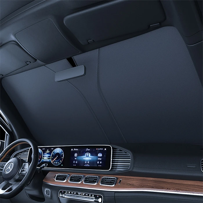 ALLY Araba Güneş Gölge Koruyucu Oto Ön Cam Güneşlik(140cm*70cm) titanyum gümüş katlanabilir-(1903)