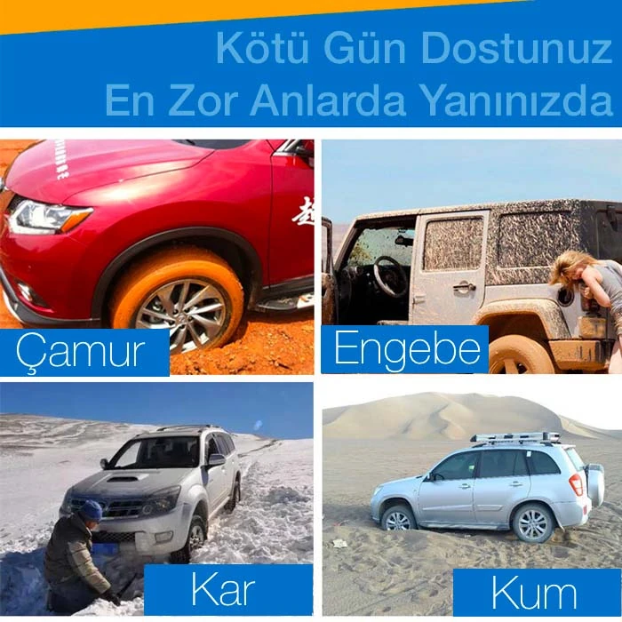 ALLY Araç Lastik Kar ve Çamur Paleti Tekerlek Patinaj Pedi Katlanabilir-(1903)