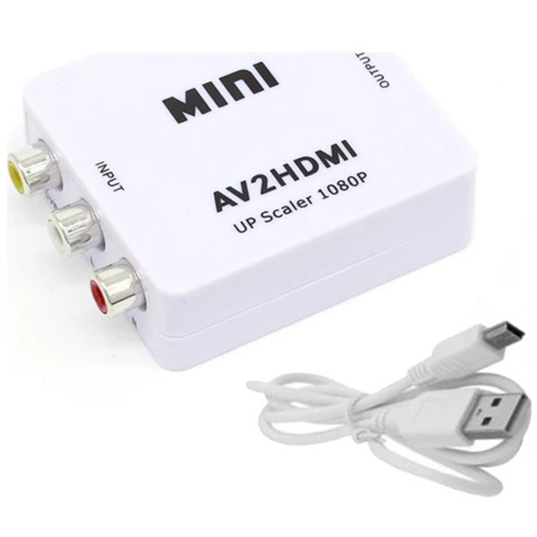 ALLY Av To HDMI Mini Switch Rca Composit Audio Video HDMI Görüntü Çevirici Full Hd ve 720P Dönüştürü-(1903)
