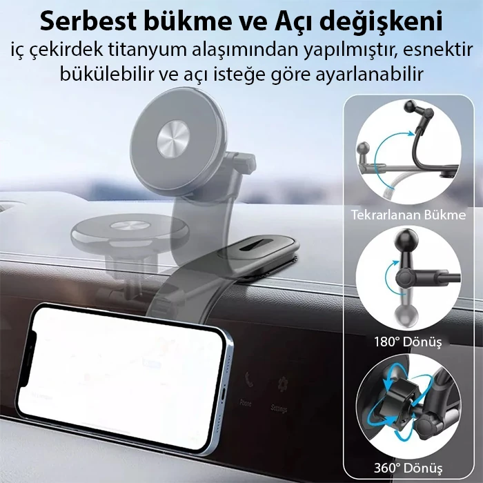ALLY Ayarlanabilir Araç İçi Torpido Üstü Manyetik Telefon Tutucu-(1903)