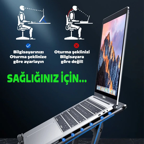 ALLY Ayarlanabilir Taban Çift Fanlı Tablet ve Laptop Soğutucu Stand-(1903)
