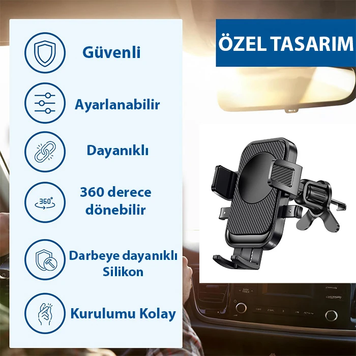 ALLY B086 360° Dönebilen Araç Içi Havalandirma Telefon Tutucu-(1903)