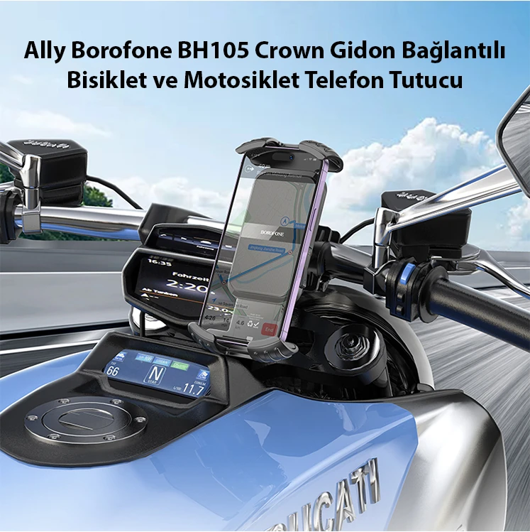 Ally Borofone BH105 Crown Gidon Bağlantılı Bisiklet ve Motosiklet Telefon Tutucu-(1903)