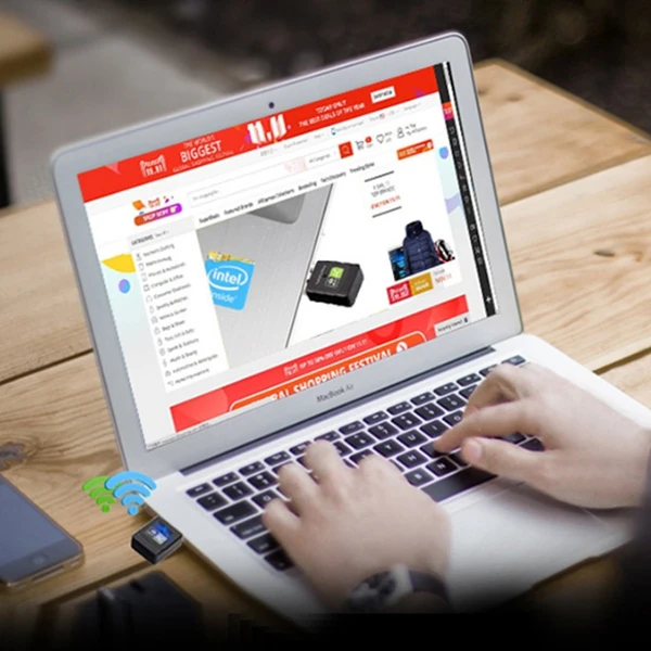 ALLY Çift Bant 600 Mbps 2.4 GHz +5 GHz USB Kablosuz Wifi Adaptör-(1903)