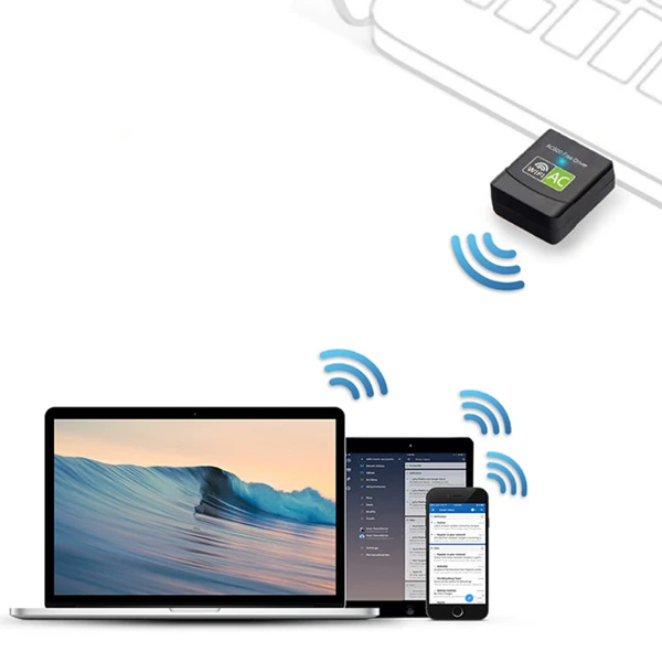 ALLY Çift Bant 600 Mbps 2.4 GHz +5 GHz USB Kablosuz Wifi Adaptör-(1903)