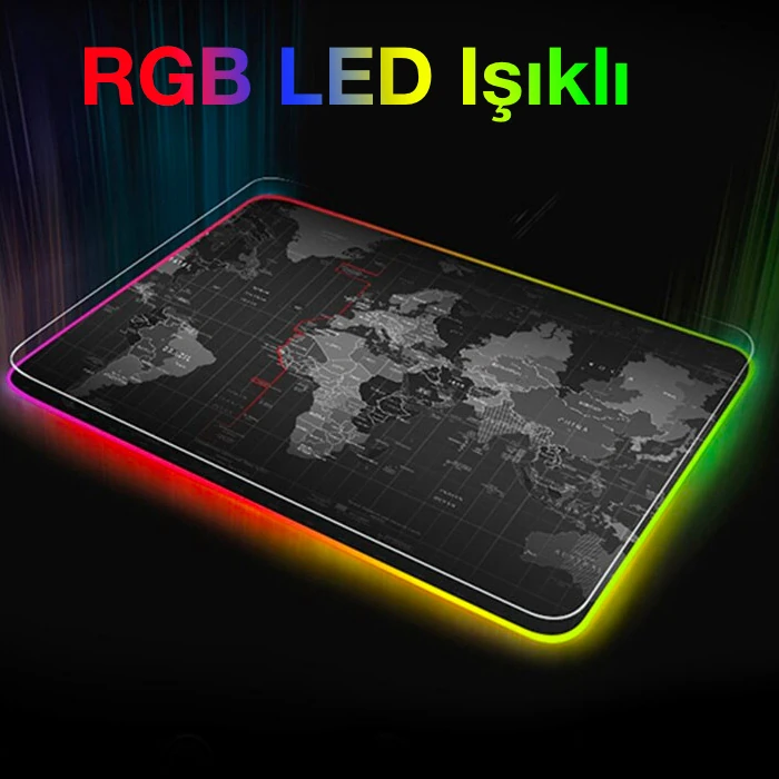 ALLY Dünya Desenli RGB Led Işıklı Oyuncu Mouse Pad 300*250*4MM-(1903)
