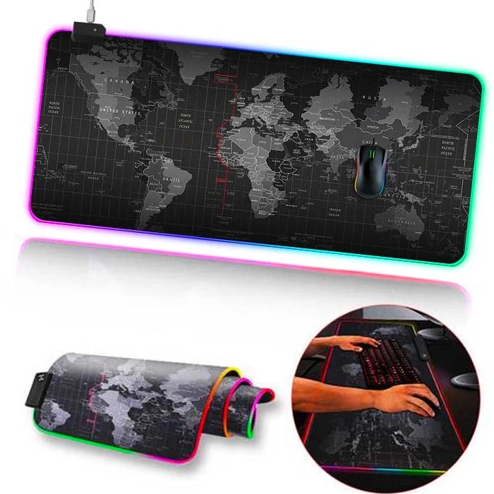 ALLY Dünya Desenli RGB Led Işıklı Oyuncu Mouse Pad 300*800*4MM-(1903)