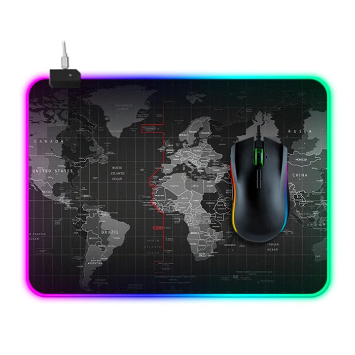 ALLY Dünya Desenli RGB Led Işıklı Oyuncu Mouse Pad 300*250*4MM-(1903)