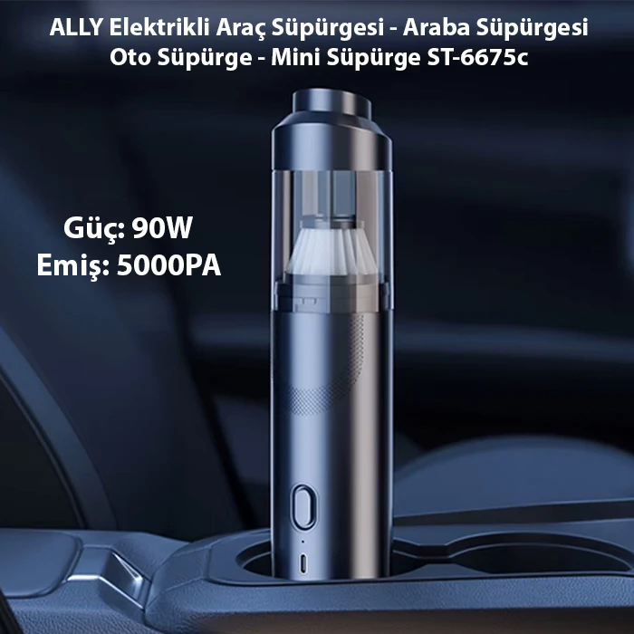 ALLY Elektrikli Araç Süpürgesi - Araba Süpürgesi - Oto Süpürge - Mini Süpürge ST-6675c-(1903)