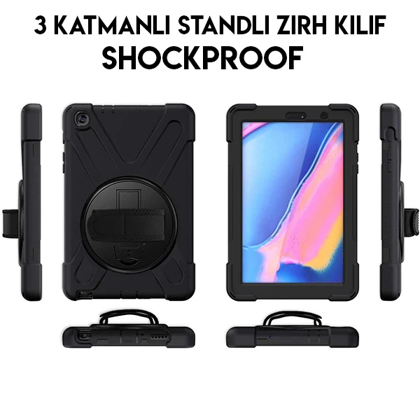 Ally Galaxy Tab  P200-P205 3 Katmanlı Standlı Zırh Kılıf-Shockproof-(1903)