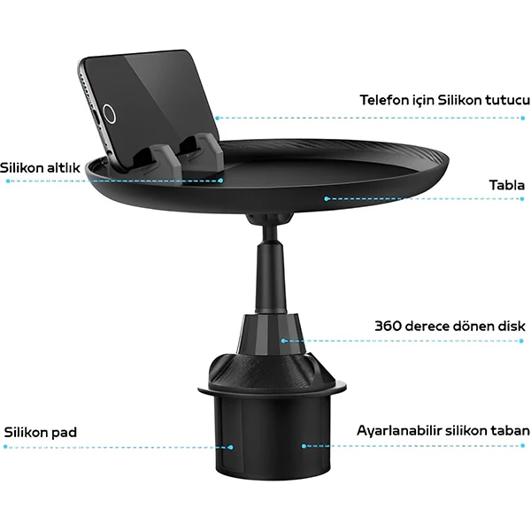 ALLY HB-P05 Universal Araç İçi Telefon Tutucu - Yemek Masası-(1903)