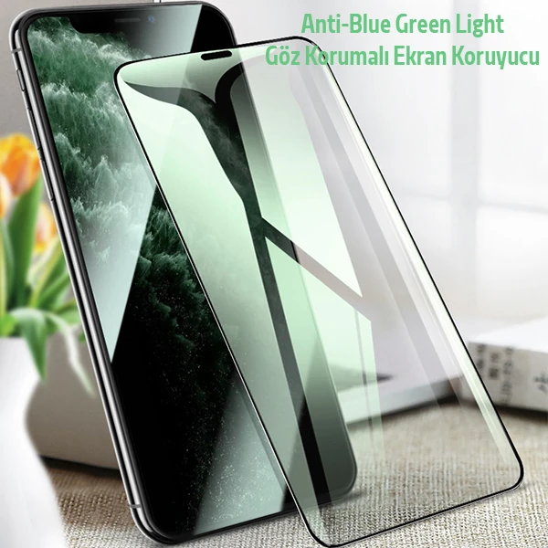 ALLY İPhone 11 Pro Max Anti -Blue Green Light Göz Korumalı Tempered Full Ekran Koruyucu-(1903)