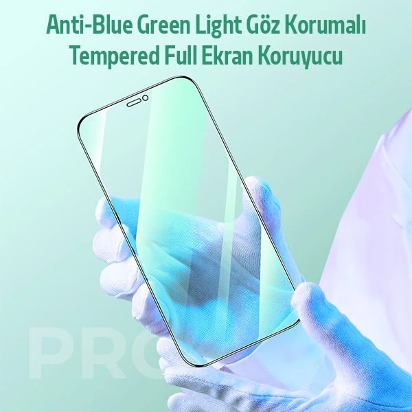 ALLY İPhone 12 Mini 5.4 Anti -Blue Green Light Göz Korumalı Tempered Full Ekran Koruyucu-(1903)