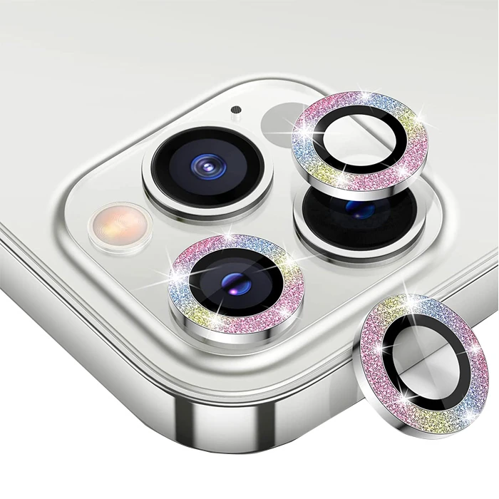 ALLY İphone 12 Pro Max 3D Metal Çerçeveli Kamera Lens Koruyucu-(1903)