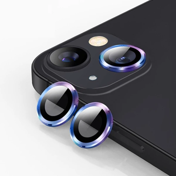 ALLY İPhone 13 - 13 Mini 3D Metal Çerçeveli Kamera Lens Koruyucu-(1903)