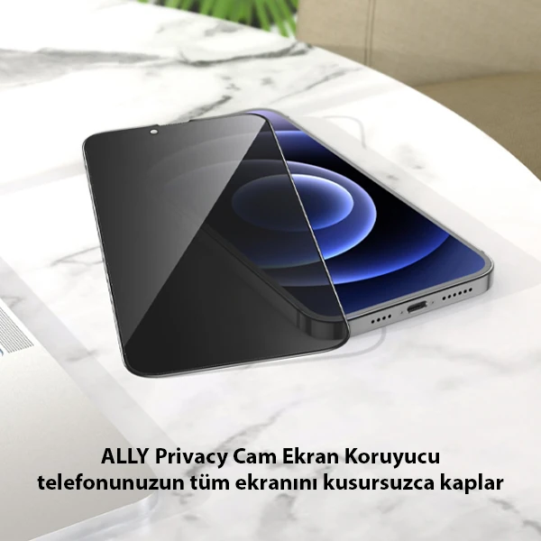 ALLY İPhone 13 Mini 3D Full Privacy Gizlilik Cam Ekran Koruyucu Anti-Spy-(1903)