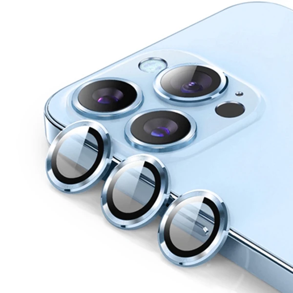 ALLY İPhone 13 Pro -13 Pro Max 3D Metal Çerçeveli Kamera Lens Koruyucu-(1903)