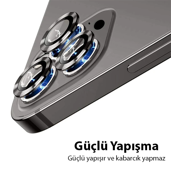 ALLY İPhone 13 Pro -13 Pro Max 3D Metal Çerçeveli Kamera Lens Koruyucu-(1903)